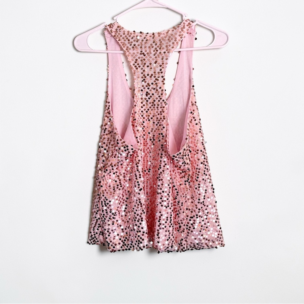 Vintage Y2K Baby Pink Sequin Tank Top - Picture 4 of 4